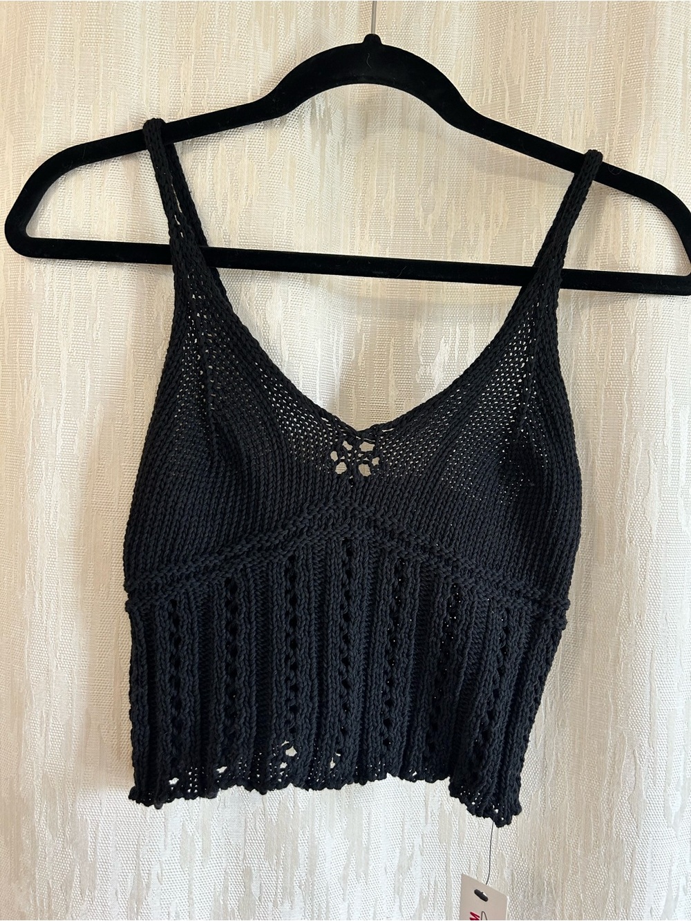 Black Crochet Knit Cami Top - Women size S